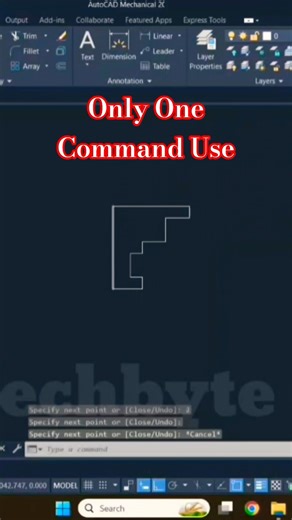 Only ONE Command 😱 Drawing Finish!#Shorts#AutoCAD#AutoCADShorts#AutoCADTrick#youtube#viral