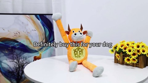 Squeaky Plush Dog Toys - Long-Lasting Chew-Resistant Puppy Feeding Toy for Small Medium Large Dogs, Cute Animal Interactive Toys with Slow Feeder Dog