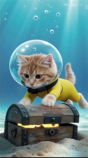 scuba kitty and the mistery chest #cat #cute #rescue #animals #price #pirates #funny #little