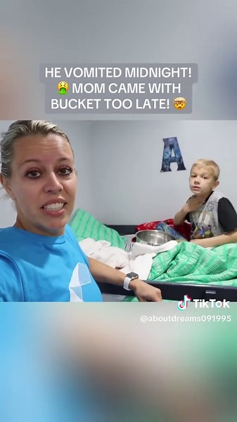 HE VOMITED MIDNIGHT! 🤮 MOM CAME WITH BUCKET TOO LATE! 🤯 #stomachflu #sickkid #vomiting #momlife #scared