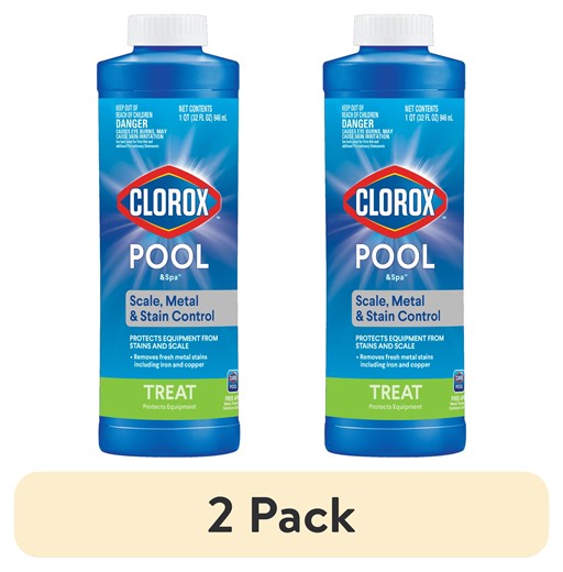 (2 pack) Clorox Pool&Spa Scale, Metal and Stain Control for Swimming Pools, 32 oz Liquid Swimming Pool Stain Remover