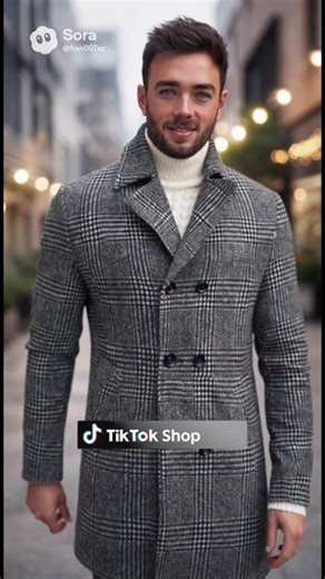 Men’s Classic Double-Breasted Pea Coat #tiktokshop #mensfashion #winterstyle #classiccoat #coofandy