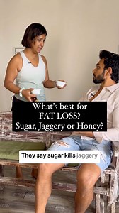 👇🏽Your guide to Sugar vs Jaggery vs Honey⁣👇🏽 ⁣ Sugar: ⁣ ⁣ Sugar, also known as sucrose, is a refined sweetener extracted from sugarcane or sugar beets. It’s widely used in baking, cooking, and as a sweetener in various products.⁣ ⁣ Pros:⁣ ⁣ 1. Convenient: Sugar is easily available and convenient to use.⁣ 2. Shelf-stable: Sugar has a long shelf life and can be stored for extended periods.⁣ ⁣ Cons:⁣ ⁣ 1. High glycemic index⁣ 2. Lack of nutrients Refined sugar is stripped of its natural nutrien