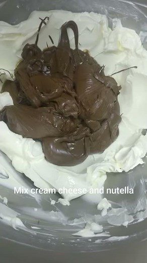 How to make Nutella cream cheese frosting #fyp #cake #trendingshorts #viral #cakesdesign #baking
