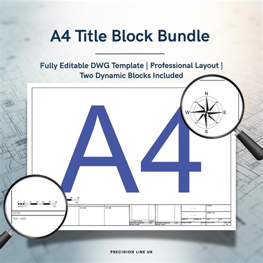 A4 Autocad Title Block Bundle With Dynamic North Arrow & Scale Block DWG (digital Download) - Etsy
