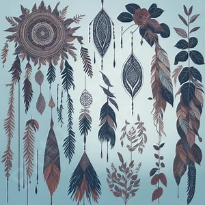 Boho Chic Inspired Digital Pattern Set - Feathers and Dreamcatchers - Etsy Canada