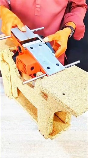 Upside saw cuts wood, homemade table guides