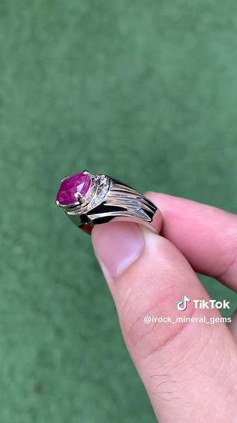 Natural Afghani Ruby Ring in Rhodium Plated Silver