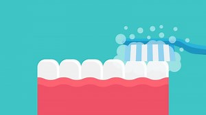 Download Blue toothbrush gently brushing white teeth with toothpaste. animation oral hygiene, dental care, morning routine concepts for healthrelated for free