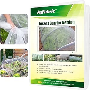Agfabric Garden Netting 5'x100' Insect Pest Barrier Bird Netting for Garden Protection,Row Cover Mesh Netting for Vegetables Fruit Trees and Plants,White