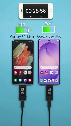 Samsung Galaxy S21 vs Galaxy S26 Ultra - Charging Speed Test