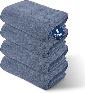 Soleil Fine Goods Luxurious 800 GSM 100% Cotton Bath Towel Set (4-Pack, 27x54) - Heavyweight & Ultra Absorbent, Plush Softness for Bathroom | Hotel & Spa Quality Luxury Towels- Blue Grey