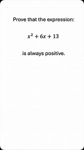 1K views · 470 reactions | To prove that an expression is always positive, the typical approach is to express it in the form of something squared (plus a positive number). The proof can also be done using calculus, but in this case, straightforward algebra does the job. #maths #maths #algebra #calculus #proof | ElectricalMath | Facebook