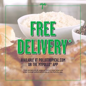 Why leave the house when you can get Pollo Tropical delivered? What’s best, delivery is free when you order $10 or more! 😋 | Pollo Tropical