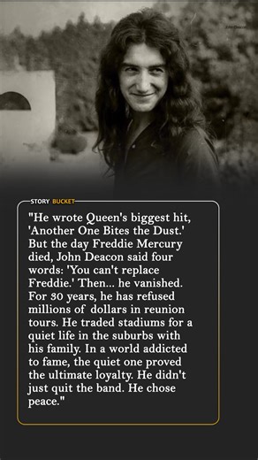 "No Freddie, No Queen." 👑 John Deacon wrote the band's biggest hits, but he walked away from fame forever because he couldn't bear to replace his friend. He has lived in total silence for 30 years. The definition of loyalty. 👇 Do you respect his decision? #fblifestyle #QueenBand #JohnDeacon | Story Bucket