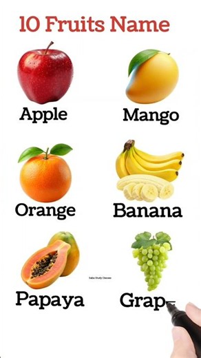 10 Fruits Name for Kids #ytshorts #fruitsname #viral #shorts #shortsfeed