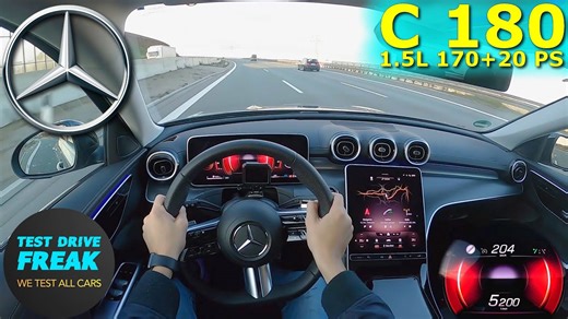 2023 Mercedes-Benz C 180 T-Model 170+20 PS top speed autobahn drive POV
