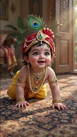 Little Kanha 💙 | Cute Baby Krishna Video 🦚 | Jai Shri Krishna | Radhe Radhe | Krishna Bhakti #shorts