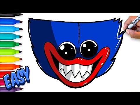 How to Draw Huggy Wuggy Face | Easy Step-by-Step Drawing Tutorial