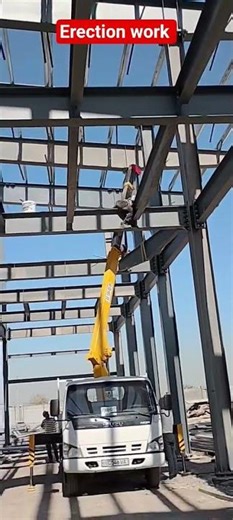 Erection work / Pre Engineering Building// Peb installation work #automobile #peb