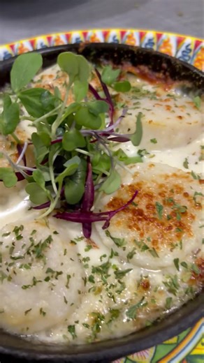 This weekend’s appetizer special…Boston day boat jumbo sea scallops au gratin, available till sold out. | Dominique's Kitchen