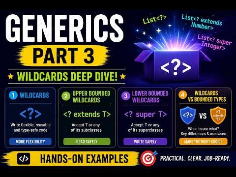 Java Generics Part 3 | Wildcards, Upper & Lower Bounded Wildcards | Hands-on Examples