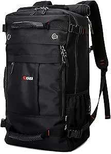 KAKA Travel Backpack,Camping Bag Water Resistant Flight Approved Weekender duffle backpacks Hiking Rucksack for Men Women (Black upgrade)