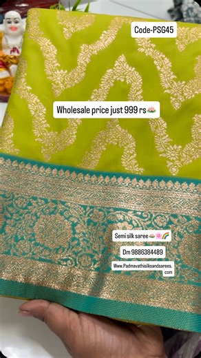 padmavathi_silks_and_sarees on Instagram: "Website link is in Instagram profile Code-PSG45 Saree = semi silk saree🪷🌈🌸 Price = 999 rs #instafashion #sareelove❤️ #instalike #mysorecrepesilksarees #sareeonline"