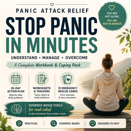 Panic Attack Workbook, Printable Anxiety Worksheets, CBT Coping Tools, Stress Relief, Mental Health Journal, Rescue Cards, 30-day Planner - Etsy