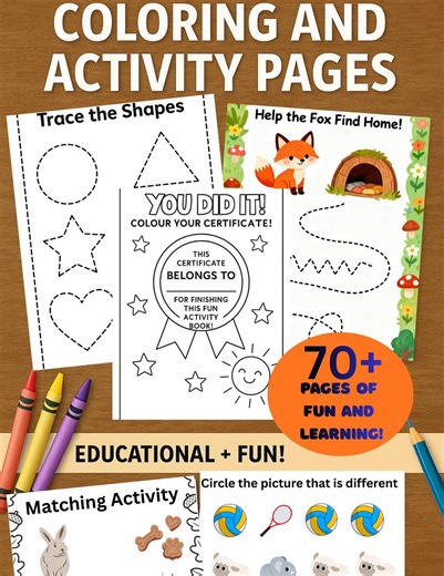 Kids Activity & Colouring Book | ABC Letters, Tracing, Animals | Printable PDF - Etsy