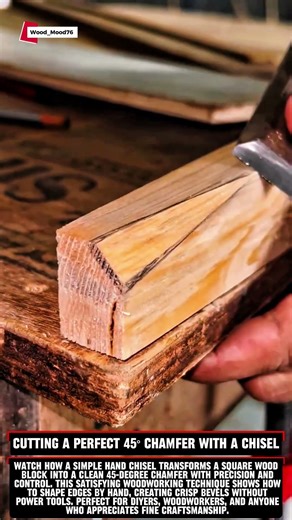 Cutting a Perfect 45° Chamfer with a Chisel #woodworking #satisfying #carpentry #wood