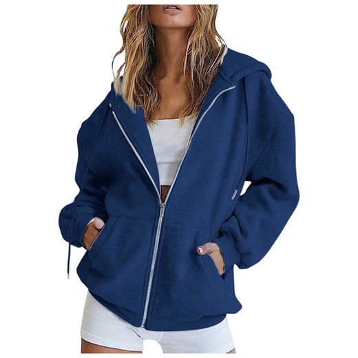 Womens Casual Solid Long Sleeve Zipper Hooded Coat Pocket Sweatshirt Tops Features: Neck Sweatshirts Women Ladies Solid Hoodie Womens Full Zip Sweatshirt Hoodie Ladies Sweat Shirt Cow Lady Sweatshirt