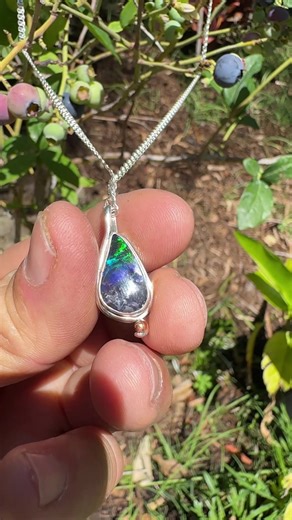 Electric Ocean Fire Boulder Opal 🌊⚡🔥 13 × 9.5 mm Australian Boulder Opal set in sterling silver with a 14K gold accent. Electric flashes of blue and green dancing in natural sunlight. Handcrafted by TIDAL OPALS. One of one. TIDAL OPALS Ocean Inspired Opal Jewelry 🌊 www.TidalOpals.com #opal #boulderopal #tidalopals #opaljewelry #australianopal