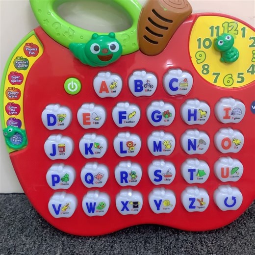 Thrift Toys in Abuja, Nigeria on Instagram: "When it comes to early literacy, the VTech Alphabet Apple delivers strong value. From phonics and spelling to quizzes and story time, this smart learning device is purpose built to support foundational reading skills in a fun, engaging way. What truly sets it apart is its night time friendly design. Lightweight with an easy grip handle, your little one can learn comfortably on the go without overstimulation. It is a practical solution for parents who 