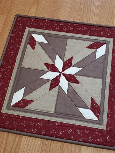 Quilted Hunter’s Star Rustic Table Topper or Wall Hanging 18.5"