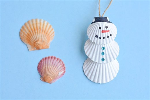 How to Make Seashell Snowman Ornaments