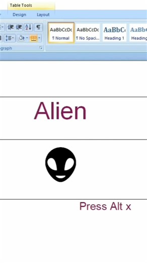 Shortcut key for Alien 👽 symbol in MS Word.#youtubeshorts #ytshorts #shortcutkeys #shorts #ytshorts