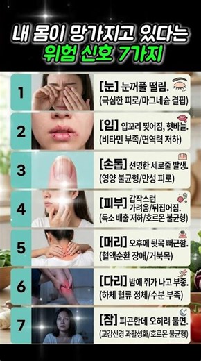 절대 무시하면 안 되는 만성 피로 위험 신호 7가지 #쇼츠 #자가진단 #건강정보