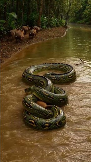 Giant Anaconda Ambush in River 🐍 | Deadly Jungle Predator
