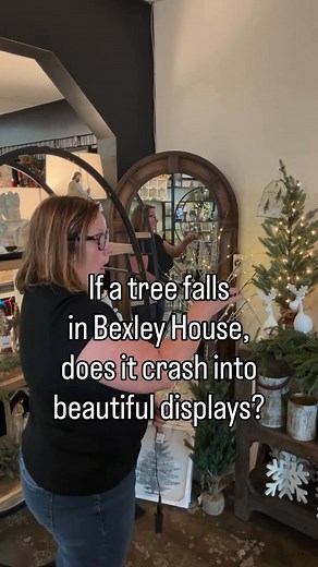 1K views · 20 reactions | If you hear rustling, clinking, or light cursing…it’s just me and this tree having a moment. Send help.  #bexleyhousenc #christmasshop #christmasdecor | Bexley House | Facebook