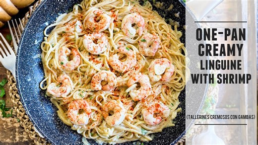 Healthy creamy shrimp linguine: Easy 30-minute one-pan recipe