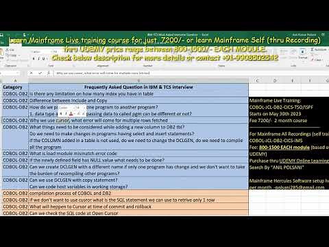 Mainframe IBM TCS Interview Part 1| Next Batch Details See below| Free Mock Interview | 9908502542