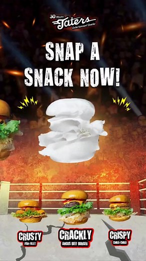 Play with Taters! Snap a snack in the Crunch Mania Snackdown! Here's how to join: 1. Pause the GIF and Snap a pic of the scrolling Taters Crackly Angus Beef perfectly framed in the center. 2. Comment the picture on this post with hashtags #CrunchWithTaters #TatersCracklyAngusBeef #TatersCrunchManiaSnackdown and tag a friend! 3. Be the last qualifying comment before 3 PM today to win! 2 winners will be chosen daily! One winner from Facebook and one winner from Instagram will be announced tomorrow