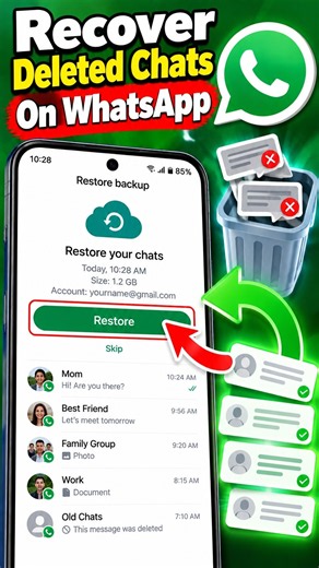 How to Recover Deleted Chats on WhatsApp 📱 | Restore Deleted Messages #Shorts