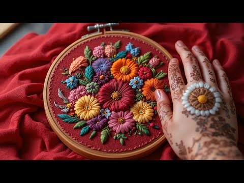 Easy Hand Embroidery on Fabric | Floral Pattern Stitch Step-by-Step #embriodery
