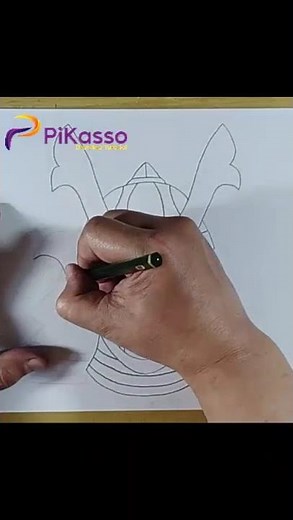 How to Shade a Samurai Helmet Drawing Easy in Less Than One Minutes