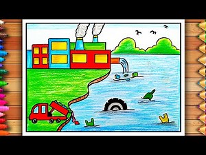 Stop Water Pollution Drawing | Water Pollution Poster | Pollution Control Day Drawing | Pollution