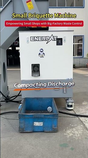 This ENERPAT chip compactor transforms messy aluminum, copper, and steel chips into dense briquettes