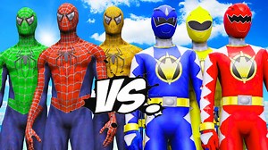 97K views · 1.7K reactions | Spider-Man, Green Spiderman, Yellow Spiderman VS Red Ranger, Blue Ranger, Yellow Ranger #Spiderman #PowerRangers #KjraGaming | Kjragaming | Facebook