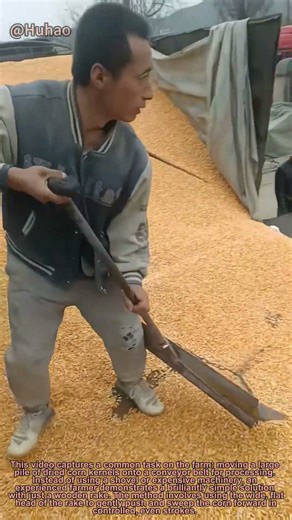 Genius Grain Hack: Farmer Uses Wooden Rake to Load Corn Easily | Simple Farming Tools